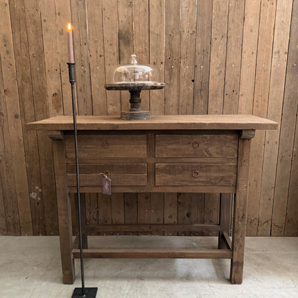 Driftwood sidetable Jenong met 4 lades | Landelijke houten wandtafel
