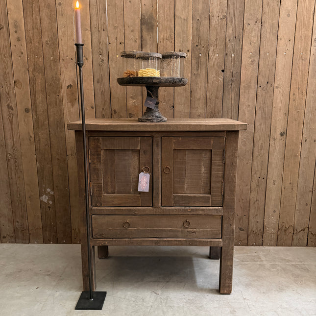 Driftwood kastje met 2 deuren en 1 lade | Landelijk houten opbergkastje