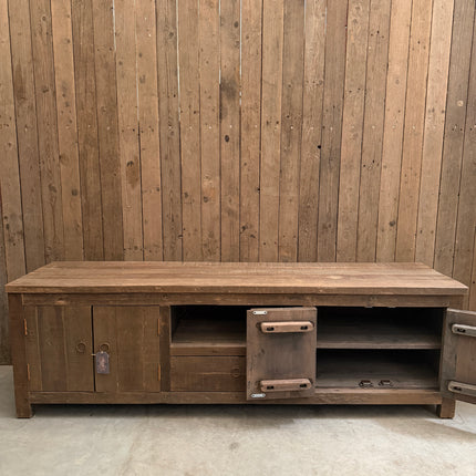 Driftwood TV meubel met 4 deuren en 1 lade | Landelijk houten tv kast