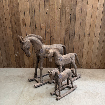 Houten hobbelpaard | Decoratief houten paard | Los of als set