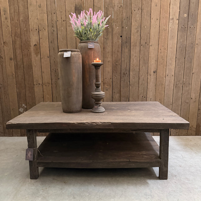 Old Barn salontafel met onderblad | Robuuste landelijke houten salontafel