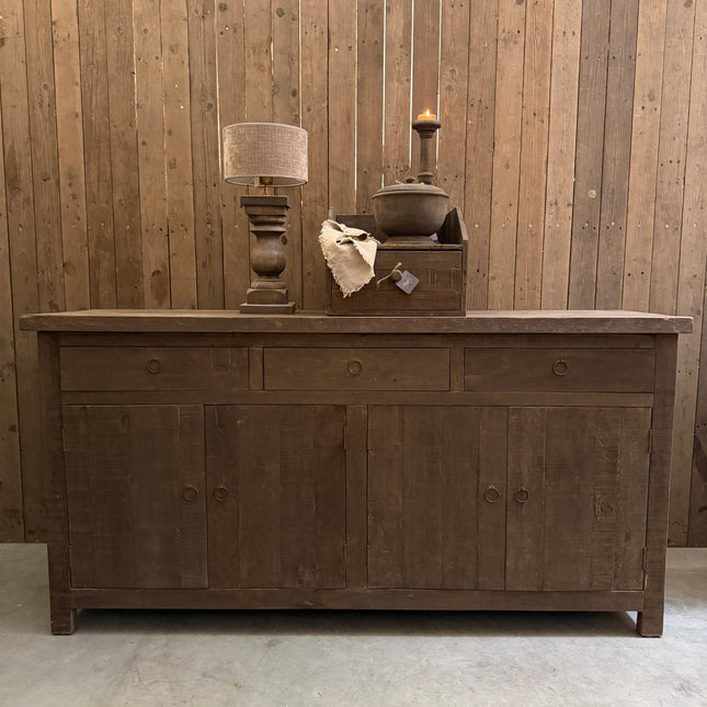 Driftwood dressoir met 4 deuren en 3 lades | Landelijk houten dressoir