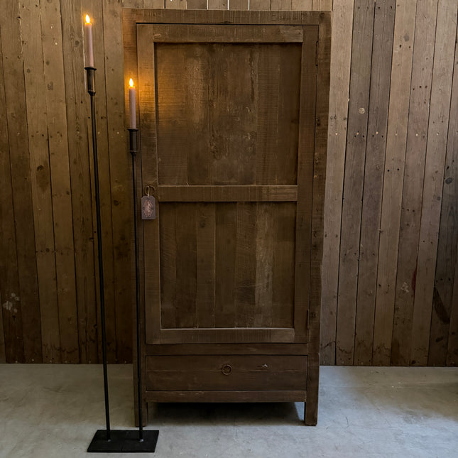 Driftwood kast met 1 deur en 1 lade | Landelijke houten opbergkast