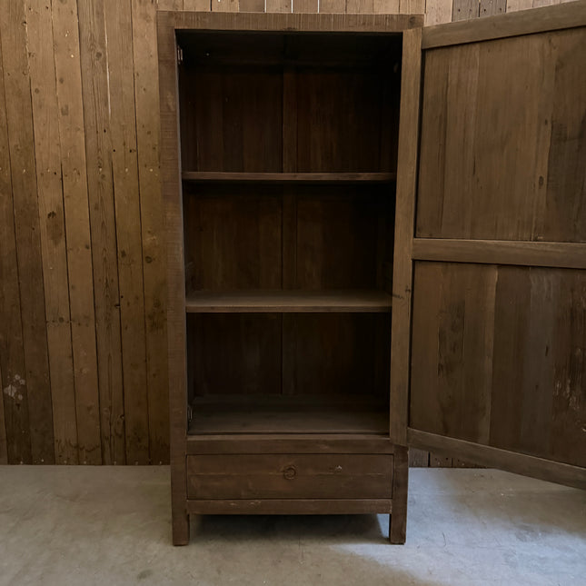 Driftwood kast met 1 deur en 1 lade | Landelijke houten opbergkast