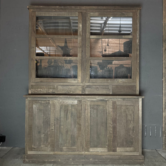 Driftwood Buffetkast – Massieve Houten Kast met Glazen Deuren