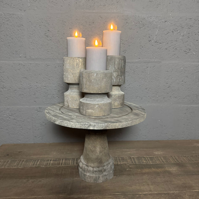 Houten Plateau op Voet – Sfeervol Landelijk Decorstuk