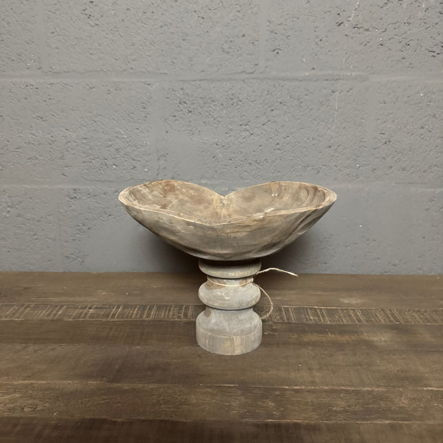 Houten Schaal op Voet – Sfeervol Landelijk Decoratieobject