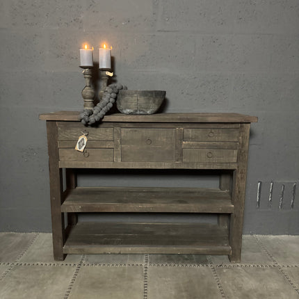 Driftwood Sidetable – 5 Lades & 2 Legplanken