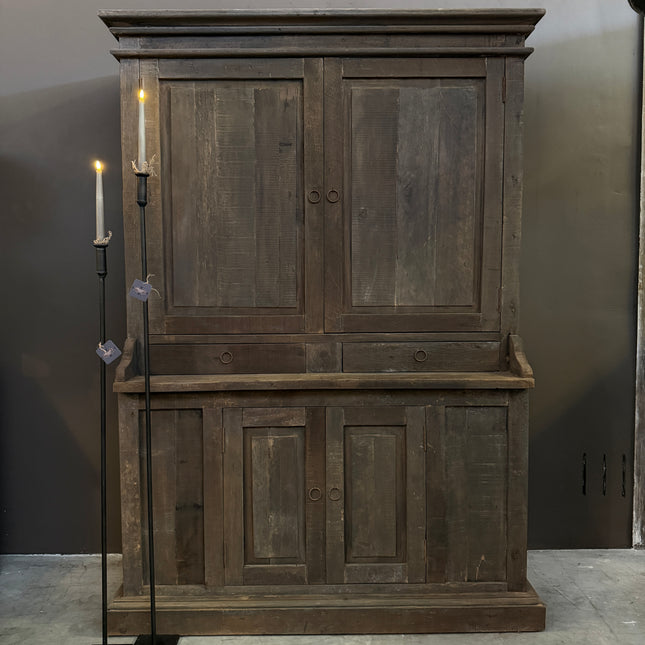 Driftwood kast 4 deuren – landelijke houten kast – sobere opbergkast met lades