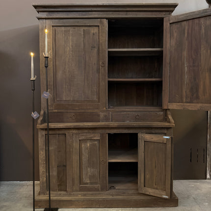Driftwood kast 4 deuren – landelijke houten kast – sobere opbergkast met lades
