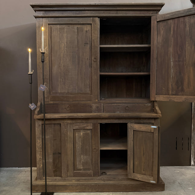 Driftwood kast 4 deuren – landelijke houten kast – sobere opbergkast met lades