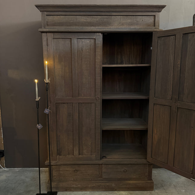 Driftwood kast 2 deuren 2 lades – landelijke houten kast – sobere opbergkast