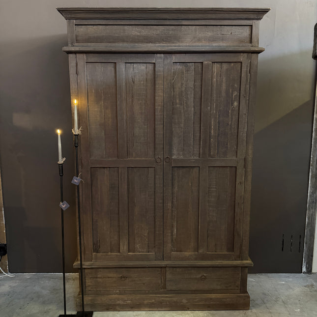 Driftwood kast 2 deuren 2 lades – landelijke houten kast – sobere opbergkast