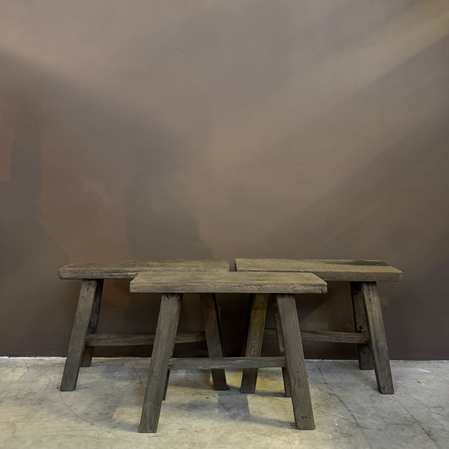 Old Barn Houten Bankje – Landelijk Krukje / Bijzetbankje van Oud Hout