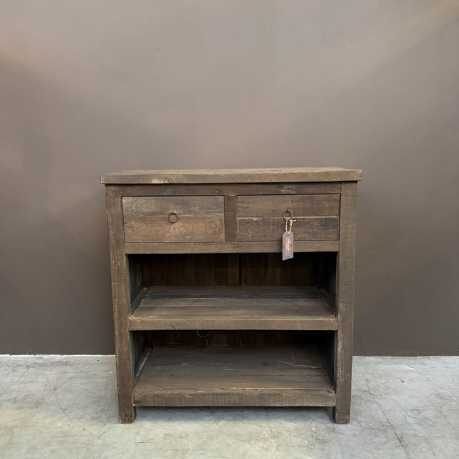 Driftwood Sidetable 80 cm – Landelijk Houten Dressoir met Lades en Open Vakken