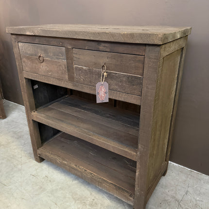 Driftwood Sidetable 80 cm – Landelijk Houten Dressoir met Lades en Open Vakken