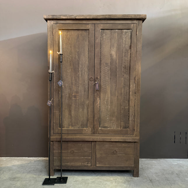 Driftwood Kast 180 cm – Landelijke Houten Kast met Deuren en Lades