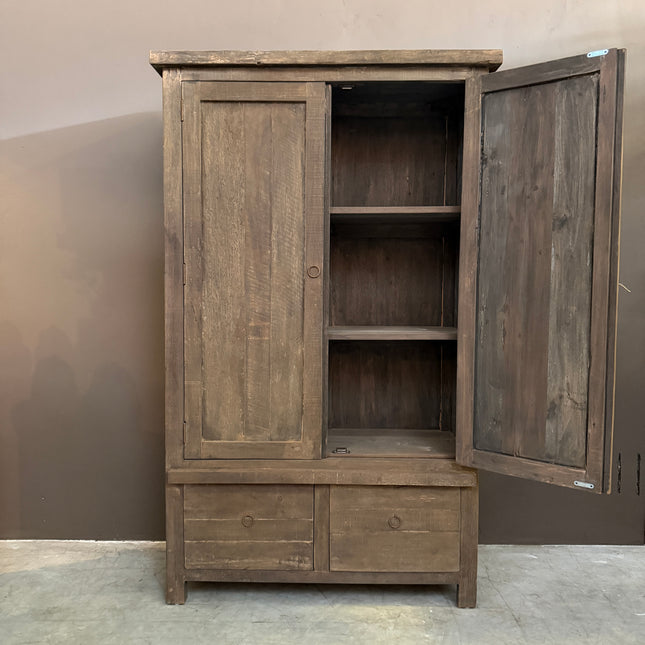 Driftwood Kast 180 cm – Landelijke Houten Kast met Deuren en Lades