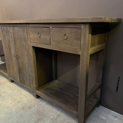 Driftwood Sidetable / Dressoir 220 cm – Landelijk Oud Houten Dressoir met Lades en Deuren
