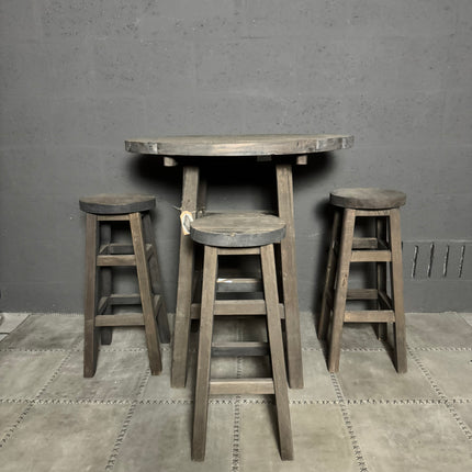 Driftwood Bartafel met 3 Barkrukken – Complete houten set | Landelijk & robuust