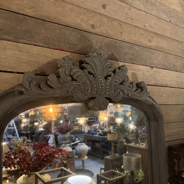 Old Grey Handbewerkte Houten Spiegel – Uniek Ornament | Landelijk & Authentiek