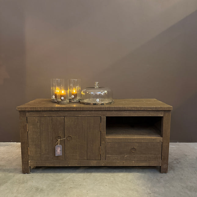 Driftwood TV-Meubel 120 cm | 2 Deuren, Lade & Open Vak
