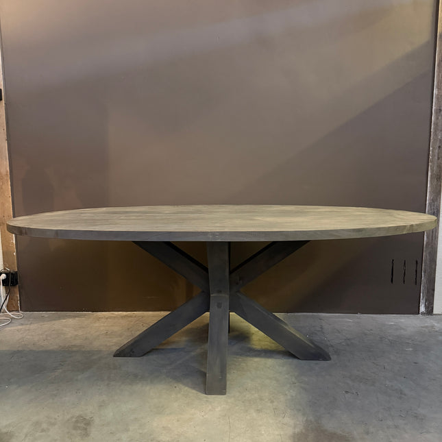 Old Grey Ovale Eettafel met Spinnenpoot | Landelijke Eettafel