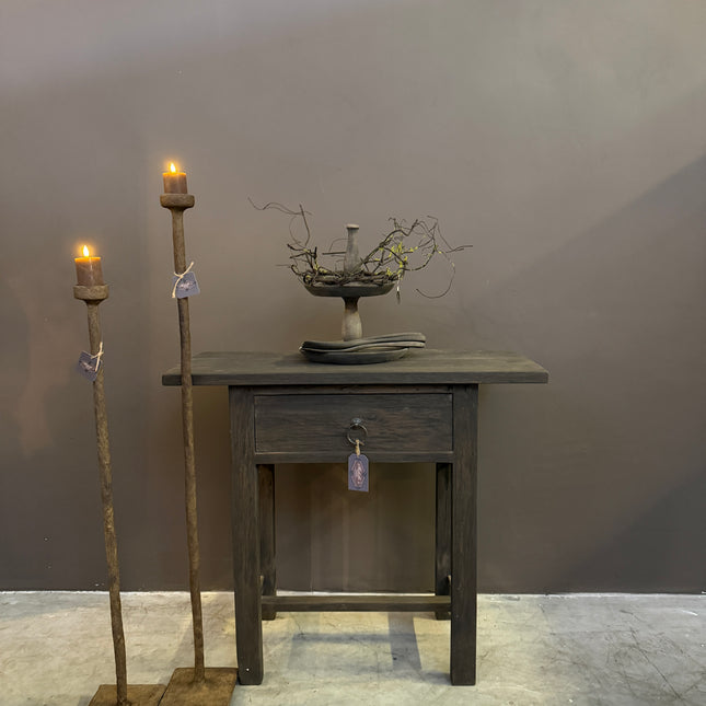 Grey Brown Sidetable met 1 Lade | 90 cm | Landelijk Houten Tafeltje