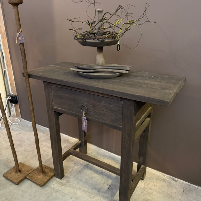Grey Brown Sidetable met 1 Lade | 90 cm | Landelijk Houten Tafeltje