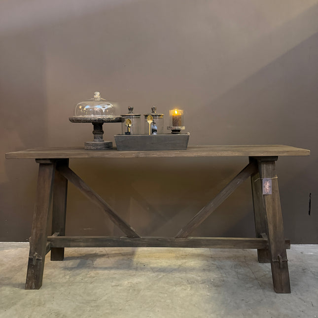 Grey Brown Sidetable | Landelijke Houten Wandtafel | 120 & 160 cm