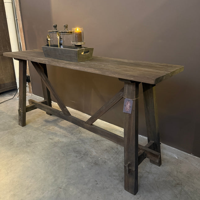 Grey Brown Sidetable | Landelijke Houten Wandtafel | 120 & 160 cm