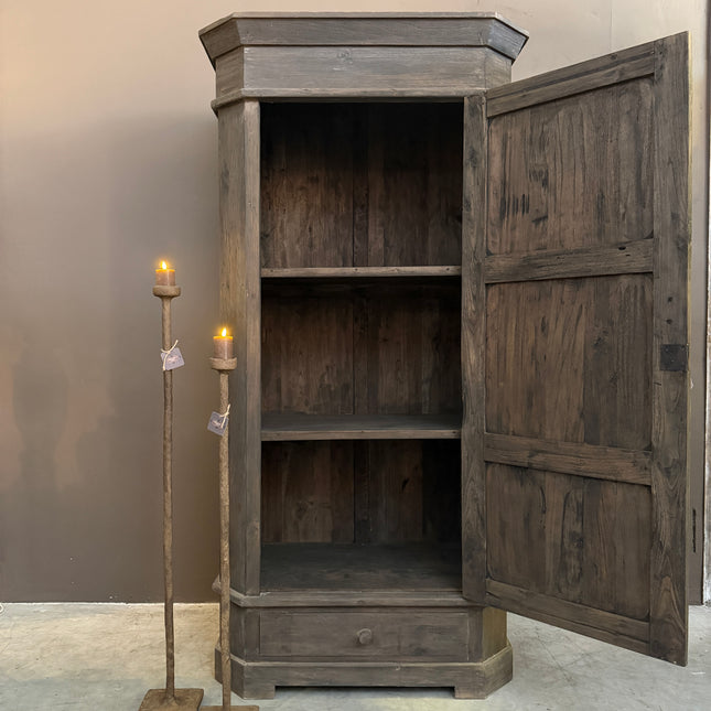 Grey Brown Hoge Kast | 1 Deur & 1 Lade | 200 cm