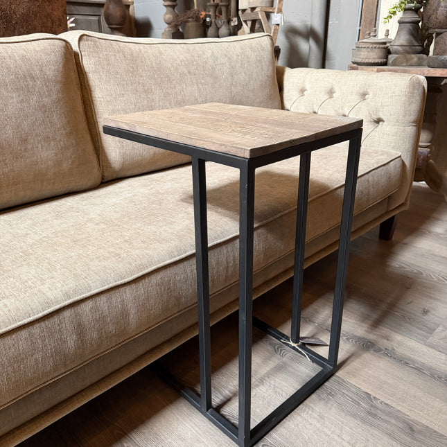 Driftwood Bijzettafel voor Bank | Metalen Frame & Houten Blad | 66 cm