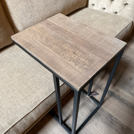 Driftwood Bijzettafel voor Bank | Metalen Frame & Houten Blad | 66 cm