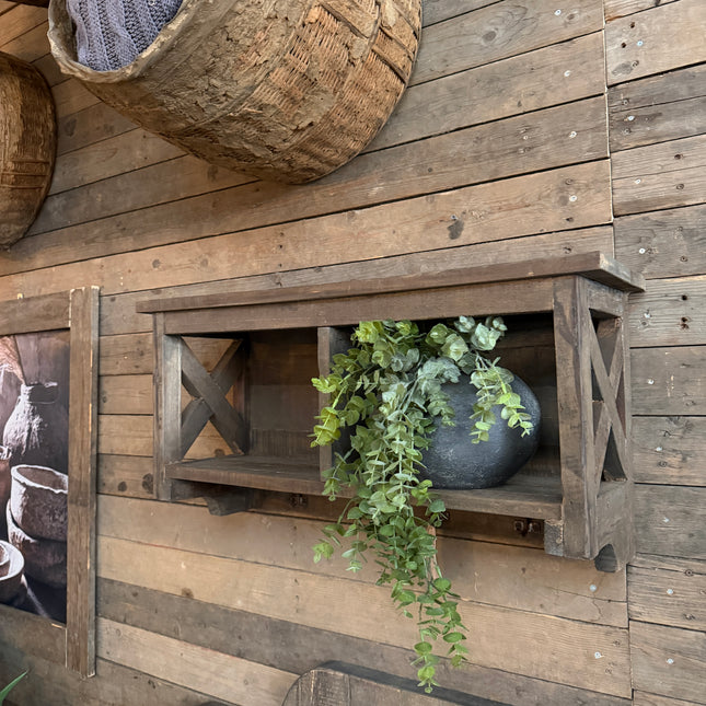 Driftwood Wandrek 80 cm met Legplank & Haken | Landelijk Wandrek