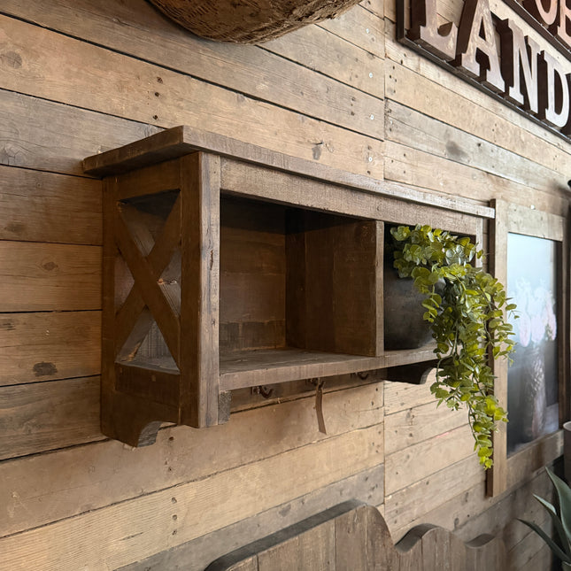 Driftwood Wandrek 80 cm met Legplank & Haken | Landelijk Wandrek