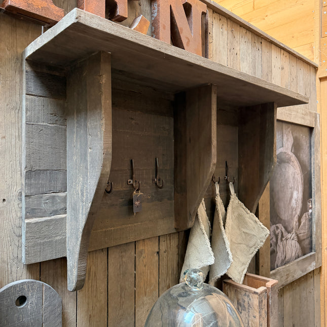 Driftwood Wandrek 100 cm met 6 Haken | Landelijk Kapstok Wandrek
