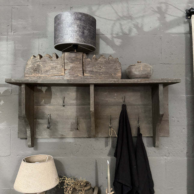 Old Barn Wandkapstok 120 cm | Houten Kapstok met 6 Haken & Legplank