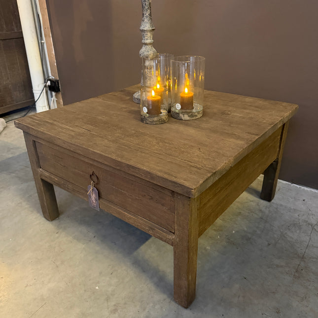 Driftwood Salontafel 80x80 cm met Lade | Landelijk