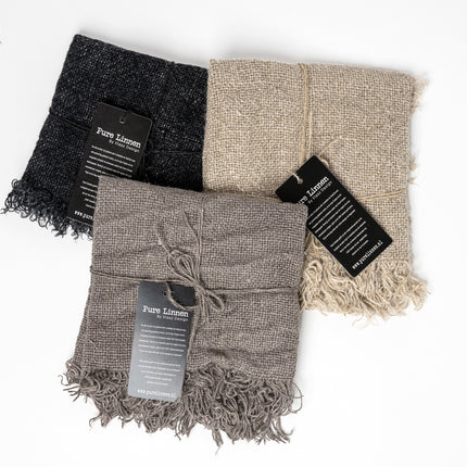 Linnen Danna Placemat Recht Stonewash – Grof Linnen met Franjes