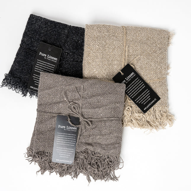 Linnen Danna Placemat Recht Stonewash – Grof Linnen met Franjes