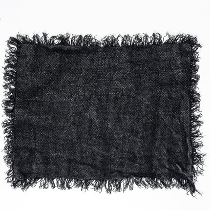 Linnen Danna Placemat Recht Stonewash – Grof Linnen met Franjes