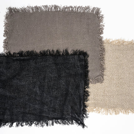 Linnen Danna Placemat Recht Stonewash – Grof Linnen met Franjes