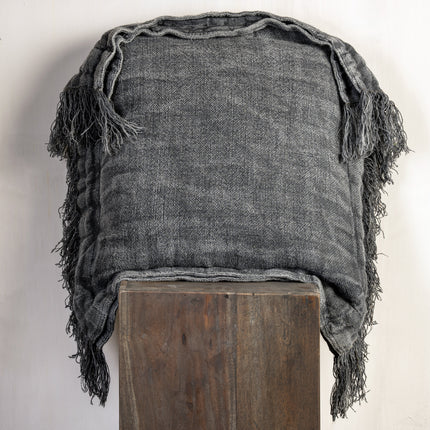 Linnen Sierkussen Ruth Grey/Black Stone Washed 70x70 – 100% Linnen