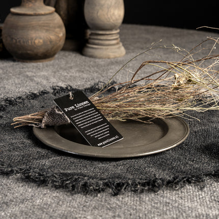 Linnen Jara Placemat Rond Stonewash – Grof Linnen met Franjes