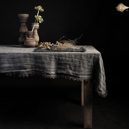 Linnen Hagar Tafelkleed Recht Stonewash – 100% Linnen met Franjes