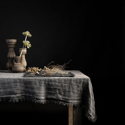 Linnen Hagar Tafelkleed Recht Stonewash – 100% Linnen met Franjes