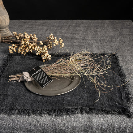 Linnen Danna Placemat Recht Stonewash – Grof Linnen met Franjes