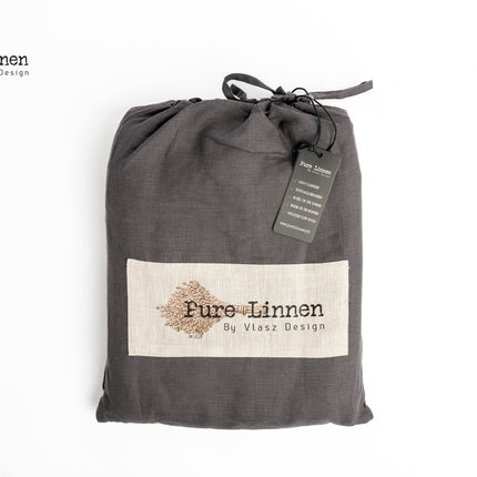 Pure Linnen Kussensloop Donkergrijs/Instopstrook