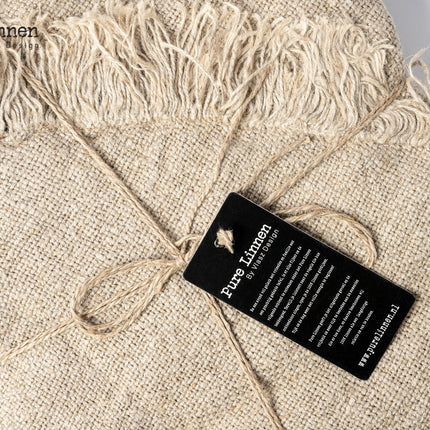 Linnen Dora Tafelkleed Rond Naturel – 100% Linnen met Franjes